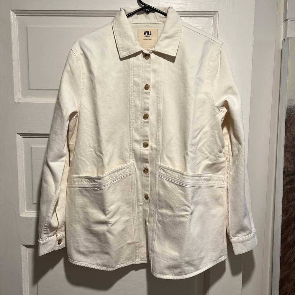 Sézane Cream Ecru Will Chore Coat Button-Front Overshirt Jacket - Picture 5 of 7